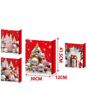 Bolsa de Regalo Navideña Modelos Surtidos x 12 Unds. Medida: 41.5 x 30 x 12 cm aprox.