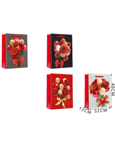 Bolsa de Regalo Ramo de Flores x 12 Unds. Medida: 40 x 32 x 12 cm aprox.
