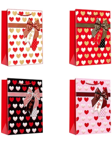 Bolsa de Regalo Corazones Colores Surtidos x 12 Unds. Medida: 10 x 26 x 32 cm aprox.
