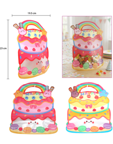 Bolsa Resellable para Dulces Diseño Pastel x 12 Unds. Medida: 23 x 19.5 cm aprox.