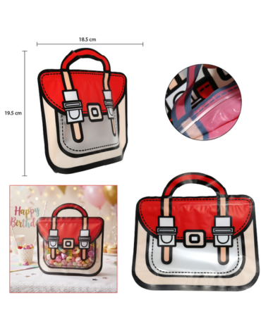 Bolsa Resellable para Dulces Diseño Bolso x 12 Unds. Medida: 19.5 x 18.5 cm aprox.
