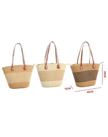 Bolso de Playa Tejido x 12 Unds. Medidas : 28 x 40 x 15 cm aprox.
