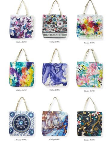 Bolso de Playa con Cierre Modelos Surtidos x 12 Unds. Medida: 44 x 36 cm aprox
