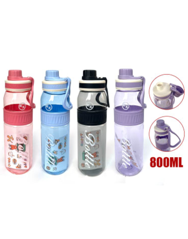 Botella Plástica para Agua x 4 Unds. Capacidad : 800 ml