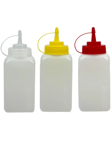 Botella Dispensadora de Salsa Transparente x 6 Unds. Medida: 600 ml aprox.