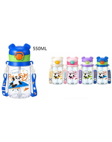 Botella de Agua Plástica Infantil Osito Colores Surtidos x 4 Unds. Medida: 550 ml aprox.