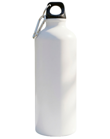 Botella de Aluminio con Mosquetón Color Blanco x 12 Unds. Medida: 750 ml aprox.