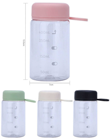 Botella de Agua Colores Surtidos x 6 Unds. Medida: 400 ml aprox.