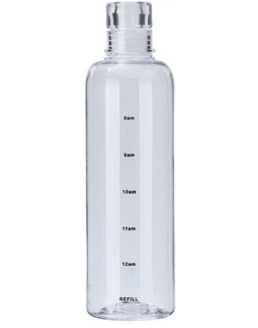 Botella de Agua Transparente con Horas x 6 Unds. Medida: 550 ml aprox.