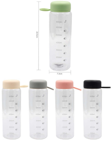 Botella de Agua Colores Surtidos x 6 Unds. Medida: 800 ml aprox.