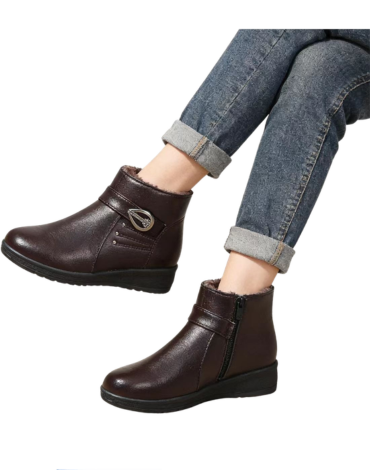 Botines Eco Cuero de Mujer Color Café x 12 Pares. Talla: 36 al 41