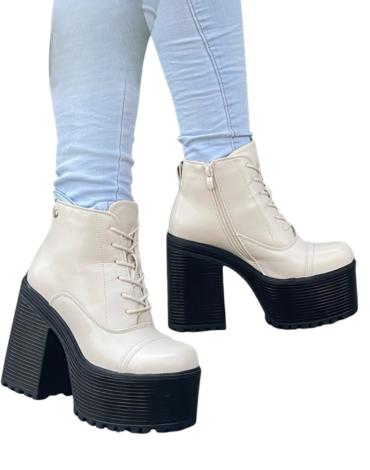 Botines para Mujer Eco Cuero con Plataforma Color Único x 8 Pares. Talla: 35 al 39