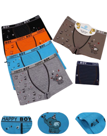 Bóxer de Niño Algodón Colores Surtidos x 12 Unds. Talla: 20 (2 - 4)  22 (4 - 6)  24 (6 - 8) 26 (8 - 12)