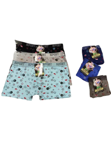 Bóxer de Niño Estampados Colores Surtidos x 12 Unds. Tallas: 26 (8-10) 28 (10-12) / 30 (12-14) / 32 (14-16)