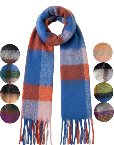 Bufanda Cuadrille Colores Surtidos x 12 Unds. Medida: 50 x 200 aprox.