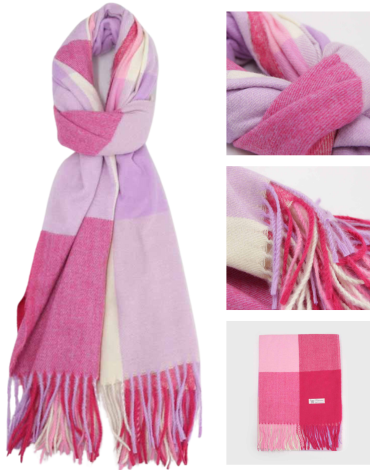 Bufanda Cashmere de Cuadros 230 Gr x 6 Unds. Medida: 185 x 70 cm aprox.