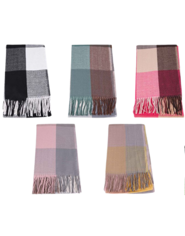Bufanda Cuadros Colores Surtidos x 12 Unds. Medida: 180 x 68 cm aprox.