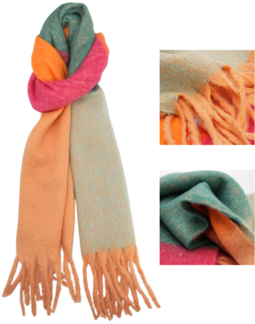 Bufanda Alpaca Color Block Colores Surtidos x 12 Unds. Medida: 210 x 40 cm aprox.
