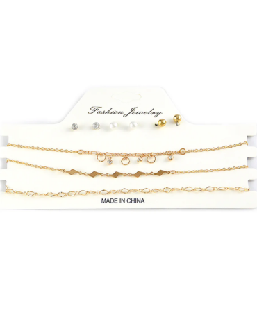24 Set de Choker y Aros (1 Set Trae 3 Gargantillas - 3 Pares de Aros)