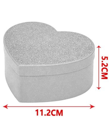 Caja de Regalo Corazón Color Plateado x 6 Unds. Medida: 11.2 x 5.2 cm aprox.