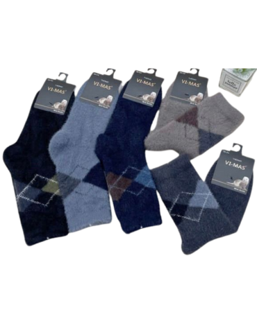 Calcetines Cachemira de Hombre Colores Surtidos x 12 pares. Talla: 39 - 44