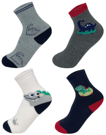 Calcetines de Toalla para Niños Dinosaurios x 24 Pares. Talla: 9 - 12 años.