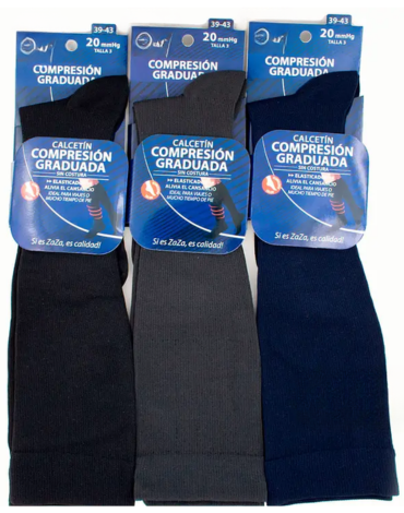 Calcetín Compresión Graduada - Várices Sin Costura x 12 Pares. Talla: 39 - 43