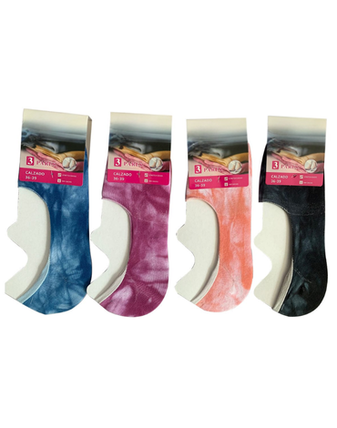 Calcetines Tie Dye Invisible para Mujer x 12 Unds. Talla : 36-39