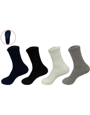 Calcetines Plush Caña Larga con Antideslizante x 12 Pares. Talla: 3 - 6 años.