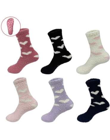 Calcetines Plush Caña Larga con Antideslizante x 12 Pares. Talla: 9 - 12 años.