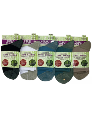 Calcetines de Mujer Largos sin Costura Cobre Bamboo x 12 Pares. Talla: 35 - 39