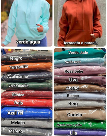 Polerón Canguro Unisex Algodón (Elegir Talla y Color) x 4 Unds Tallas: S - M - L - XL