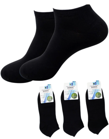 Tobillera Bamboo sin Costura Color Negro x 12 pares. Talla: 39 - 43