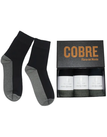 4 Cajas de Calcetines Largos Cobre + Bamboo (1 Caja Trae 3 Pares)Tallas: 39 -43