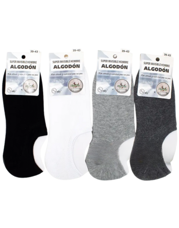 Tobillera Invisible de Algodón Colores Surtidos x 24 pares. Talla: 39 - 43