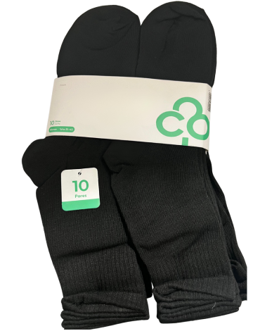 Calcetín Largo Color Negro x 10 Pares. Talla: 40 - 46