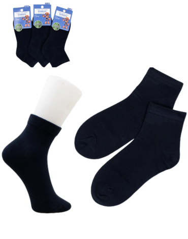 Tobillera Bamboo Color Azul - Sin Costura x 12 Pares. Talla: 9 - 10 (36 al 39)