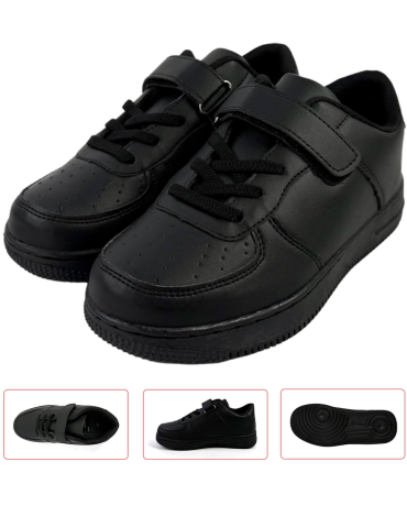 Zapatilla Escolar con Velcro Color Negro x 12 Pares. Talla: 25 al 30