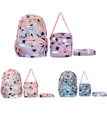Mochila Escolar (Incluye Lonchera y Estuche) x 12 Unds. Medida: 46 x 31 x 19 cm aprox.