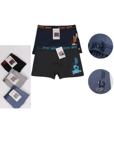 Bóxer de Niño Sport Colores Surtidos x 12 Unds. Tallas: 26 (9-11) / 28 (11-13) / 30 (13-15)