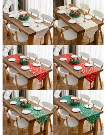 Camino de Mesa Navideño x 6 Unds. Medida: 30 x 180 cm aprox.