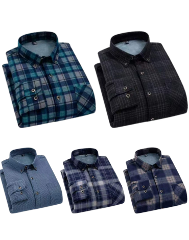 Camisa de Hombre con Polar Colores Surtidos x 12 Unds. Tallas: S a XXL