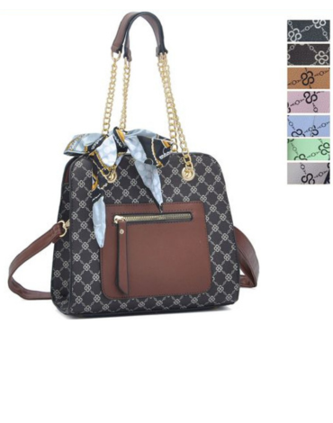 Cartera Eco Cuero con Diseño Colores Surtidos  x 6 Unds.Medida: 24 x 10  x 22 cm aprox