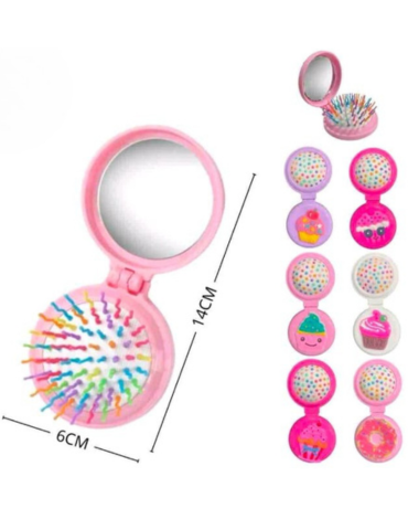 Cepillo Plegable con Espejo Colores Surtidos x 12 Unds.