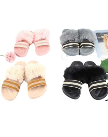 Chalas de Mujer Peludas Colores Surtidos x 36 Pares. Talla: 37  al 41