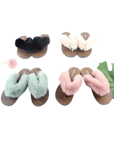 Chalas de Mujer Peludas Colores Surtidos x 36 Pares. Talla: 37  al 41