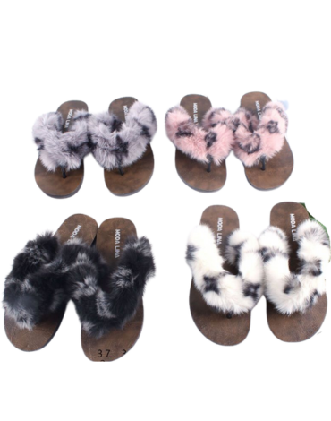 Chalas de Mujer Peludas Colores Surtidos x 36 Pares. Talla: 37  al 42