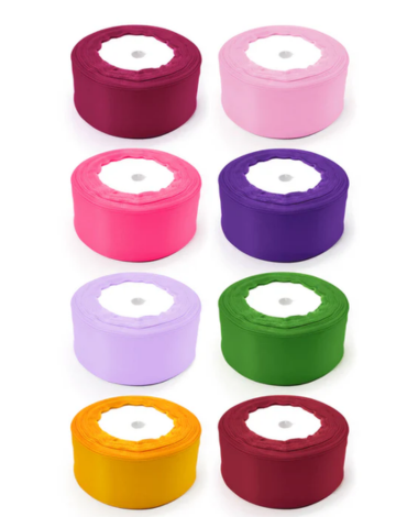 Cinta de Satín Colores Surtidos  x 4 Unds.Medida: 4 cm  x 22.5 MT aprox