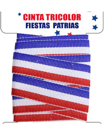Cinta Decorativa Fiesta Patrias x 12 Unds. Medida: 2 cm x 1.8 Metros aprox.