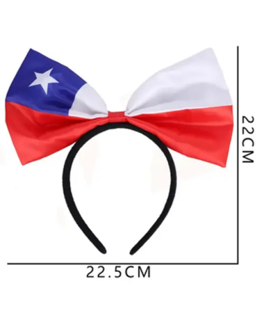 Cintillo Lazo Bandera de Chile x 6 Unds. Medidas: 22.5 x 22 cm aprox.